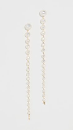 Freshwater Akoya Cultured Pearls 14K Gold Post Closure Imported, Thailand Measurements Length: 2.75In / 7Cm | Mizuki 14k Linear Pearl Earrings Wedding Hair And Makeup, Pearl Size, Cultured Pearls, Accessories Jewelry, Wedding Jewelry, Arrow Necklace, Pearl Necklace, New Arrivals, Pearl Earrings