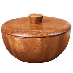 a wooden bowl is shown with a lid on the top and bottom, as if it were made out of wood