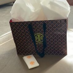 Tory Burch Paper Bag With Paper With Sticker Paper Purse, Blue Orange, Tory Burch, Paper Bag, Color Blue, Purse, Orange, Women Shopping, Blue