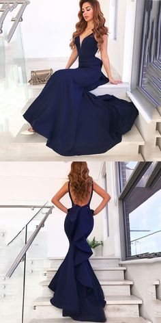 Prom Dresses With Ruffles, Prom Dress With Ruffles, Dresses With Ruffles, Navy Blue Prom Dress, Navy Blue Prom, Blue Prom Dresses, Hale Navy, Navy Blue Prom Dresses, Backless Prom Dresses