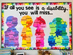 disability awareness bulletin board October Bulletin Boards, Ra Bulletins, Classroom Jobs, School Psychologist, Classroom Bulletin Boards