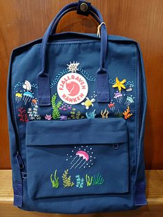 Backpack Kanken, Colorful Jellyfish, Dog Memorial Gift, Embroidery Bags