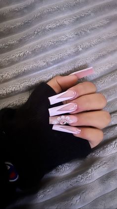 Vacation Acrylic Nails Long, Nail Designs Baddie, Pink Bday Nails, Instagram Baddie Acrylic Nails, Baddie Fashion, Outfits Baddie, Drip Nails, Baddie Nails