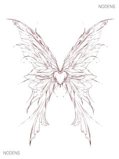 sketch of a red butterfly, with a heart. back tattoo Butterfly With Heart Wings, Cool Tattoos Butterfly, 6 Wings Tattoo, Angel Tattoo On Back For Women, Dragon Wings Sketch, Heart With Wing Tattoo, Tattoo Ideas Butterfly Back, Fairy Back Tattoo Wings, Drawing Fairy Wings