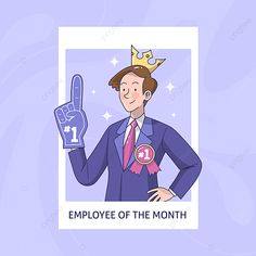 an employee of the month is holding up his hand and wearing a crown on it