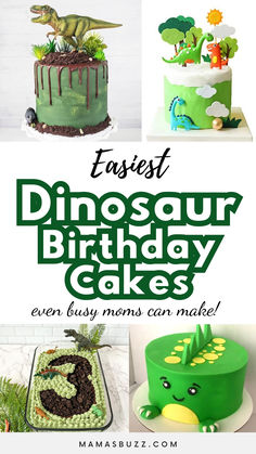 dinosaur birthday cakes Funfetti Dinosaur Cake, Easy Dinasour Cake, Dino Birthday Cakes, Dino Cake Ideas, Dinosaur 1st Birthday Cake, Dinosaur Cake For Boys, Dinosaur Birthday Cake Ideas