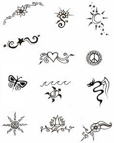 some tattoos that have different designs on them