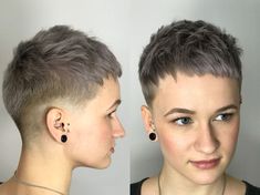 Women Low Fade Haircut, French Crop Haircut Women, French Crop Women Hair, Crop Cut Hair Women, Buzzed Pixie Haircut, Cropped Haircut For Women, Shaved Pixie Cut Edgy, Short Haircuts Ideas, Super Short Haircuts