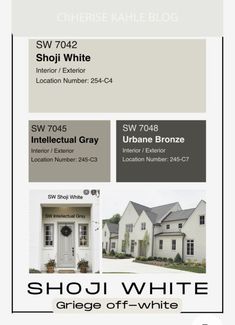 the front page of a website for interior and exterior paint company, shoji white