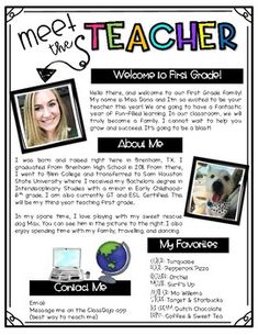 a teacher's flyer with pictures and text