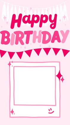 a pink birthday card with the words happy birthday on it