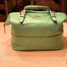 Beautiful Green Kate Spade Ostrich Print Doctor’s Bag With Matching Wallet And Makeup Bag. They Have An Adorable Polka Dot Lining. Brand New. Never Used. Wallet Still In Box With Tags. Green Kate Spade Shoulder Bag With Removable Pouch, Kate Spade Travel Pouch Shoulder Bag, Kate Spade Pouch Shoulder Bag For Travel, Kate Spade Green Bag For Daily Use, Designer Kate Spade Shoulder Bag For Travel, Kate Spade Green Bag With Detachable Handle, Kate Spade Green Bag With Detachable Strap, Kate Spade Green Double Handle Bag, Kate Spade Green Satchel Bag