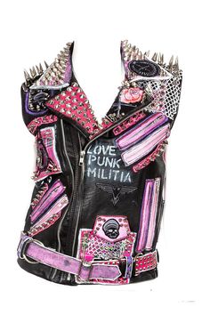 Love Punk Militia Studded Leather Vest, Punk Vest, Pastel Punk, Battle Jacket, Estilo Punk, Punk Outfits, Wardrobe Style, Leather Vest, Studded Leather