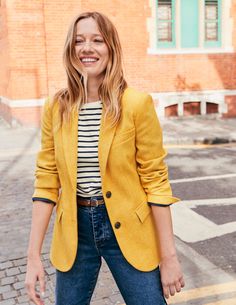 Yellow Jacket Outfit, Mustard Blazer, Business Casual Blazer, Work Blazer