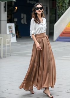 Elegant Full Length Summer Skirt, Elegant Wide Leg Summer Maxi Skirt, Elegant Wide Leg Maxi Skirt For Summer, Elegant Chiffon Pleated Skirt For Party, Flowy Floor-length Skirt For Summer, Spring Flowy Floor-length Skirt, Floor-length Flowy Skirt For Summer, Elegant Chiffon Pleated Flowy Skirt, Elegant Flowy Full Length Maxi Skirt