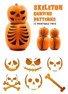 halloween pumpkin carving patterns with skulls and bones