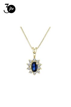 0.20ct Oval Blue Sapphire and 0.15ctw Round White Diamond Pendant in 14k Yellow Gold Sapphire Pendant Necklace, Necklace Design, Sapphire Pendant, Diamond Pendant, White Diamond, Blue Sapphire, Sapphire, Yellow Gold, Pendant Necklace