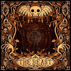 the beast poster with skulls and wings on it