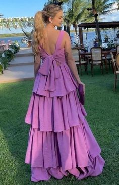 Elegant A line Long Tiered Lilac Prom Dress 22th Birthday Outfits Layered Prom Dress, Lilac Prom Dress, Prom Dresses Long Pink, Purple Prom, Graduation Gown, Chiffon Sleeves, Spaghetti Strap Prom Dress, Very Peri, Purple Prom Dress