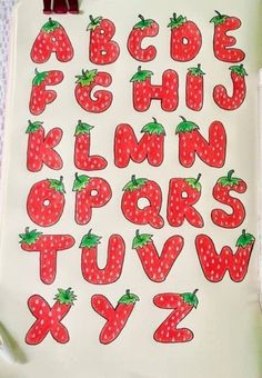 the letters and numbers are made out of strawberries