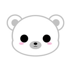 the face of a white bear with black eyes and pink cheeks, on a white background