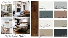 the interior color scheme for a bedroom and living room