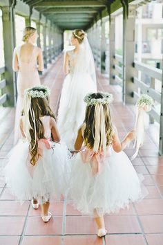 Langham Pasadena Wedding, Dressed In White, Flower Girl Hairstyles, Wedding Flower Girl, Flower Crowns, Bridesmaid Flowers, Wedding Crown, White Dresses, Flower Girls