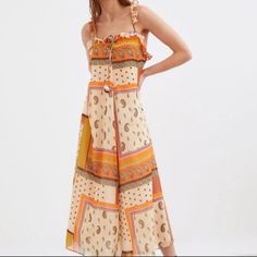 Boho Paisley Patchwork Maxi Dress. Sleeveless With Adjustable Spaghetti Straps With Ruffle Accents. Cross Back. Tassel Tie Front Detail. Lined. Elastic On Back. Armpit To Armpit Measures 13.5” Length 54” Condition- Nwt, Never Worn, No Visible Flaws Zara Maxi Dress, Long Dresses Casual Maxi, Maxi Dress Sleeveless, Boho Paisley, Paisley Maxi Dress, Long Knitted Dress, Red Dress Maxi, Patchwork Print, Flowy Maxi Dress