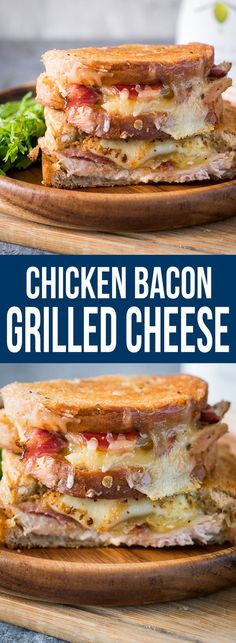 chicken bacon grilled cheese sandwich on a plate