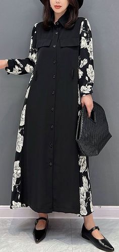 Collar Dress Outfit, One Size Fits All Dress, Dresses Fall, Dress Design Patterns, Kurti Designs Party Wear, Abaya Designs, Designer Dresses Casual, Patchwork Print, Muslimah Fashion Outfits