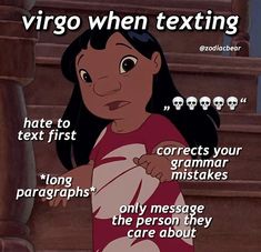 an image of a cartoon character with the caption'virgo when texting '