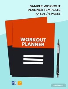 a work out planner with a pen next to it and the title,'sample workout planner