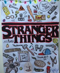 a poster with the words strange things on it