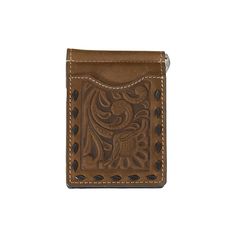 This Nocona money clip wallet by M&F Western Products is genuine leather and is floral embossed with chocolate buck lace stitching along the edge. Inside are credit card slots. Details Nocona Wallet Brown Money Clip Style Genuine Top Grain Leather Floral Embossed Chocolate Buck Lace Stitching Slim Fit Design Heavy Duty Stitching Multiple Card Slots Brown Embossed Wallets For Daily Use, Brown Hand Tooled Trifold Wallet, Brown Embossed Leather Wallet, Brown Embossed Wallet For Daily Use, Brown Embossed Wallet, Brown Embossed Wallet For Everyday Use, Vintage Hand-tooled Trifold Wallet, Western Leather Wallets With Card Slots, Western Leather Wallet With Card Slots