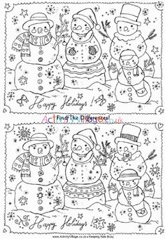 two christmas coloring pages with snowmen