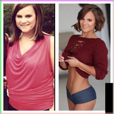 two pictures of women with different body shapes and colors, one is wearing a red top