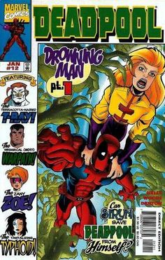 the cover to deadpool comic book, featuring an image of a woman with yellow hair and