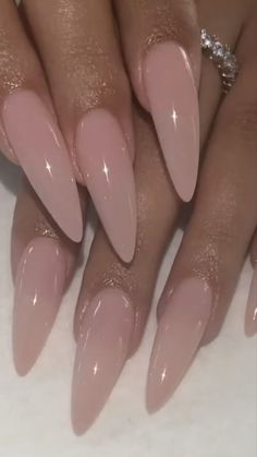 Long Almond Acrylic Nails Natural, Nude Blush Nails, Long Almond Nails Designs Summer 2024, Narrow Almond Shape Nails, Clear Pink Almond Nails, Long Almond Nails Summer, Nude Pointy Nails, Classy Acrylic Nails Almond, Soft Stiletto Nails