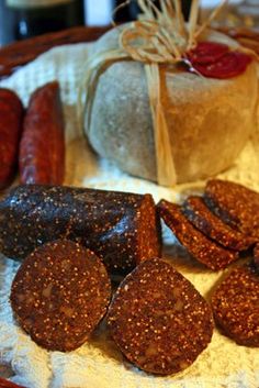 some sausages are sitting on a table