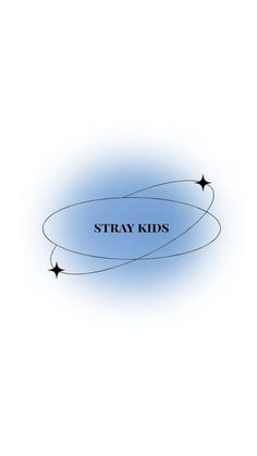 the words stray kids are written in blue and black on a white background with stars