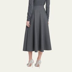 Valentino Garavani skirt in active gabardine with signature V-logo welt pockets High waist Hem falls below the knee Circle-cut silhouette Invisible side zip Virgin wool/elastane Made in Italy Midi Circle Skirt, Wardrobe Sale, Evening Flats, Cocktail Jacket, Spring Wardrobe, Circle Skirt, Platform Pumps, Lingerie Sleepwear, Coat Dress