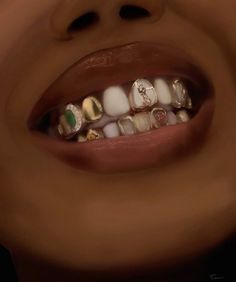 #grillz #summer #gold #teethgems Grills Black Women, Grills Teeth Aesthetic, Women Grills, Aesthetic Snake, Teeth Aesthetic, Raven Tracy, Fantasy Earrings