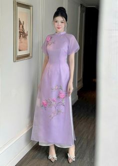 Very elegant design Elegant Ao Dai With Floral Embroidery For Spring, Elegant Long Cheongsam For Summer, Elegant Floral Embroidered Ao Dai For Summer, Elegant Long Summer Cheongsam, Elegant Formal Fitted Ao Dai, Elegant Floor-length Fitted Ao Dai, Elegant Floor-length Cheongsam For Formal Occasions, Elegant Floor-length Formal Cheongsam, Elegant Formal Floor-length Cheongsam