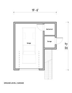 the floor plan for a two bedroom apartment with stairs and storage space on each side