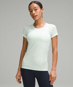 Swiftly Tech Short Sleeve Shirt 2.0 | Women's Short Sleeve Shirts & Tee's | lululemon 2023 Wardrobe, Swiftly Tech Short Sleeve, Sweaty Workouts, Tennis Shop, Garment Fabric, Swiftly Tech, Short Sleeve Shirt Women, Running Workout, Short Sleeve Shirts