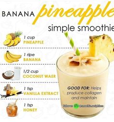 a banana pineapple smoothie is shown with information about the ingredients and how to use it