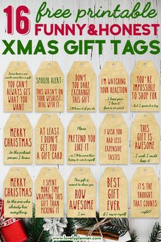 10 free printable funny and honest xmas gift tags for the holidays or christmas season