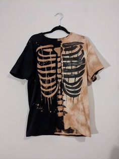 Skeleton Ying Yang Tee - Etsy Skeleton Akate Boarding Shirt, Creative T Shirts, Bleached Black T-shirt For Streetwear, Black Bleached T-shirt For Streetwear, Black Hand Dyed Tops For Streetwear, Black Bleached Graphic Tee T-shirt, Black Bleached Graphic Tee, Bleach Clothes Design, Fete Emo