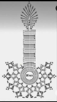 an intricately designed guitar with the number 20 in it's center and four strings