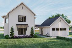 a rendering of a two story house with an attached garage